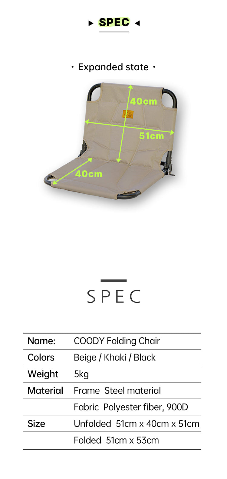 Coody opklapbare grondstoel